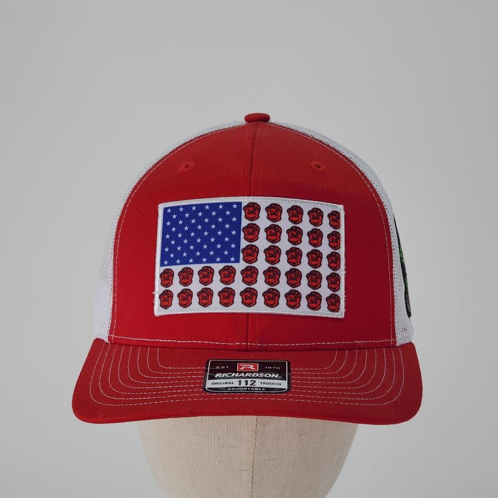 Richardson 112 Tullys Good Times Restaurant NY Trucker Hat Red White SnapbackCap